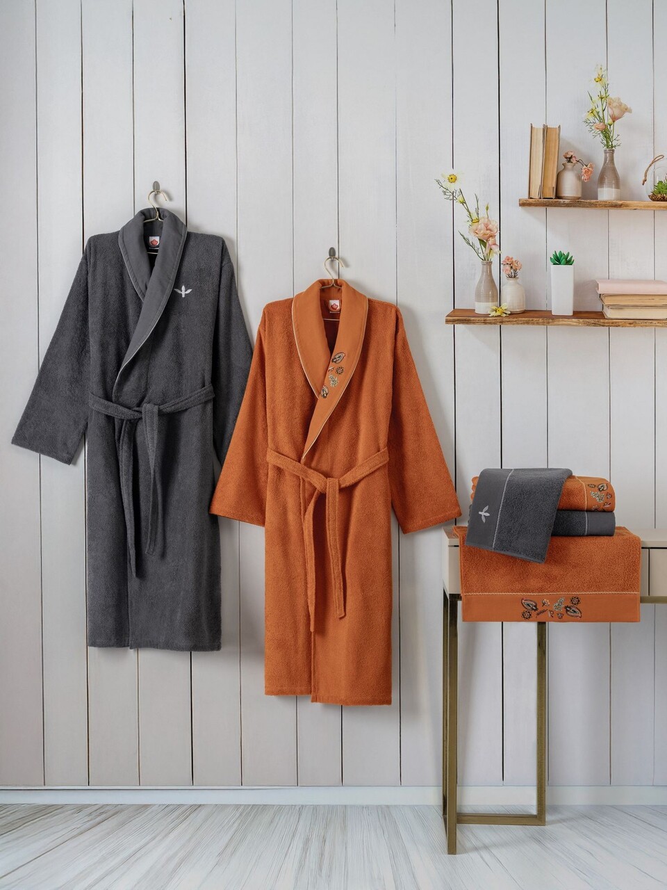 Set de baie Family, L'essentiel Maison, Dalila, Antracit / Scorțișoară - imagine 4